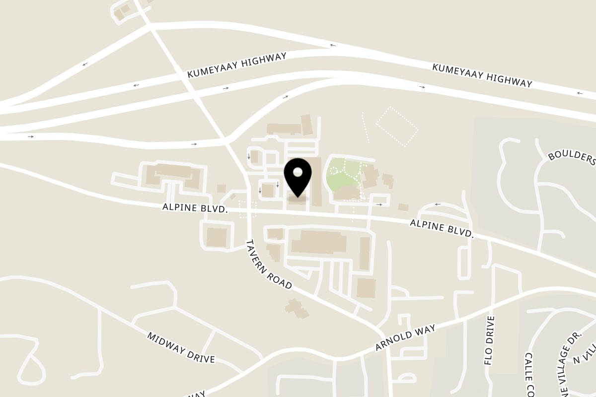 Map showing the location of Alpine Pho and Grill on 1730 Alpine Blvd in Alpine